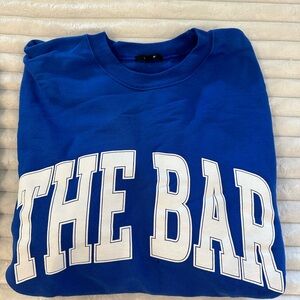 THE BAR oversized varsity blue sweatshirt with white text M